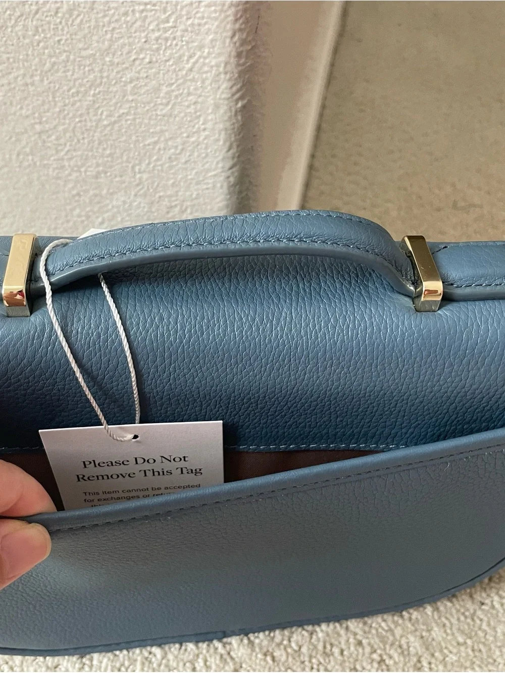 New Blue Leather Crossbody Saddle Bag with Gold Hardware (medium)